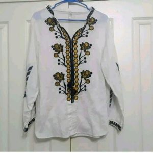 Ethnic By Outfitters Embroidered Top Black Gold